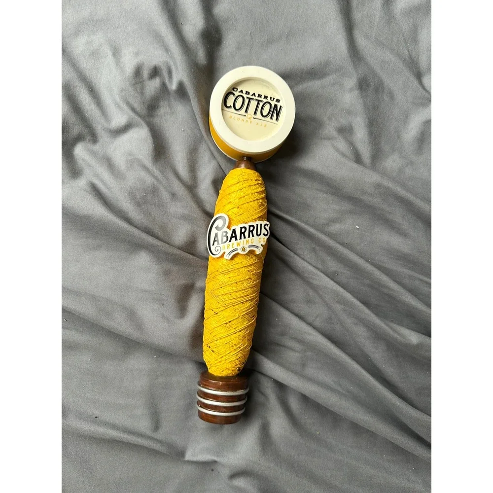 Cabarrus Brewing Co Cotton Blonde Ale Beer Tap Handle Yellow Yarn Wrap North Car